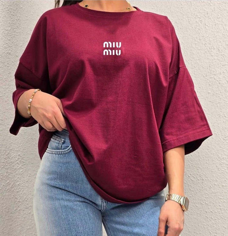 تیشرت باکسی طرح میو میو MIU MIU نخ پنبه 100%