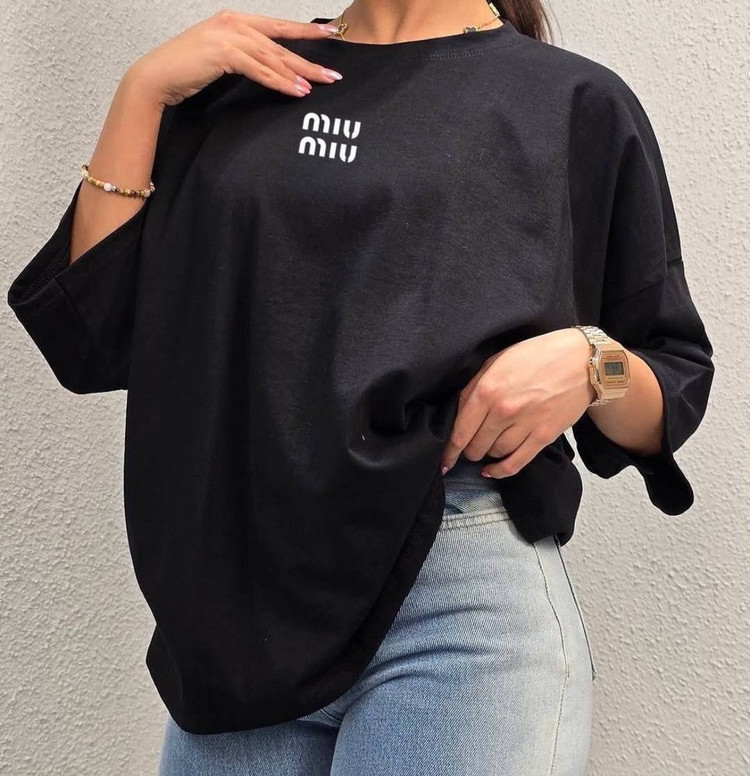 تیشرت باکسی طرح میو میو MIU MIU نخ پنبه 100%