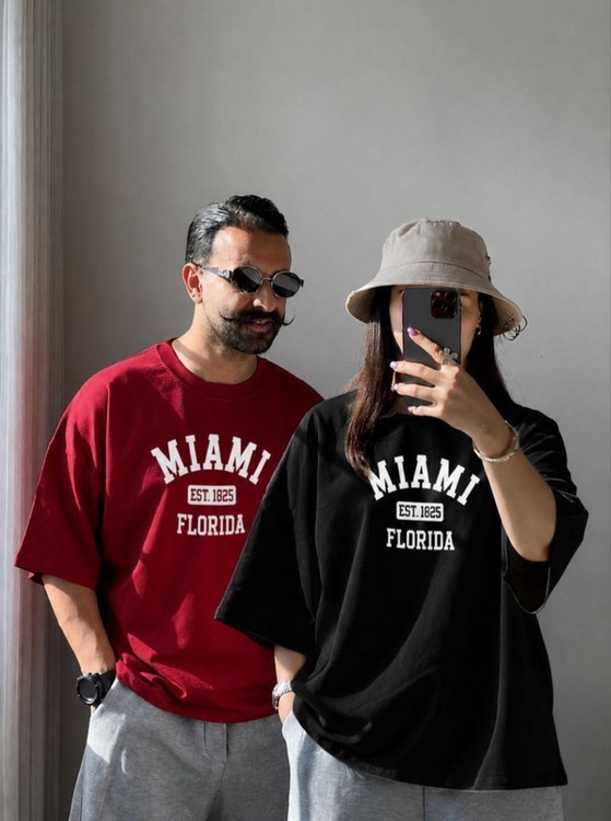خرید تیشرت باکسی چاپی نخ پنبه طرح MIAMI (کاپلی)