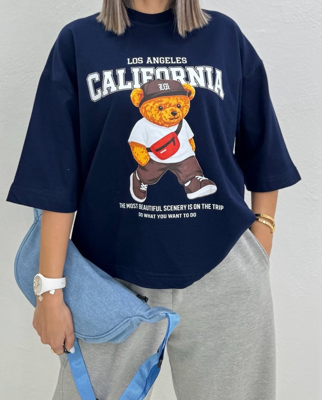 تیشرت باکسی سامر طرح CALIFORNIA نخ پنبه "نخ سایز 30"
