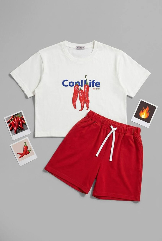 ست تیشرت و شورتک فلفلی COOL LIFE