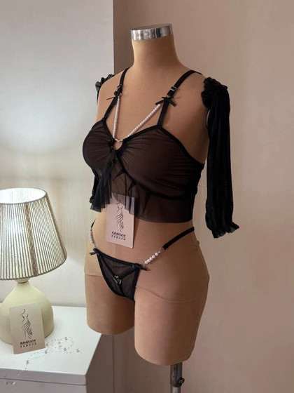 ست فانتزی هارنس مرواریدی زنانه